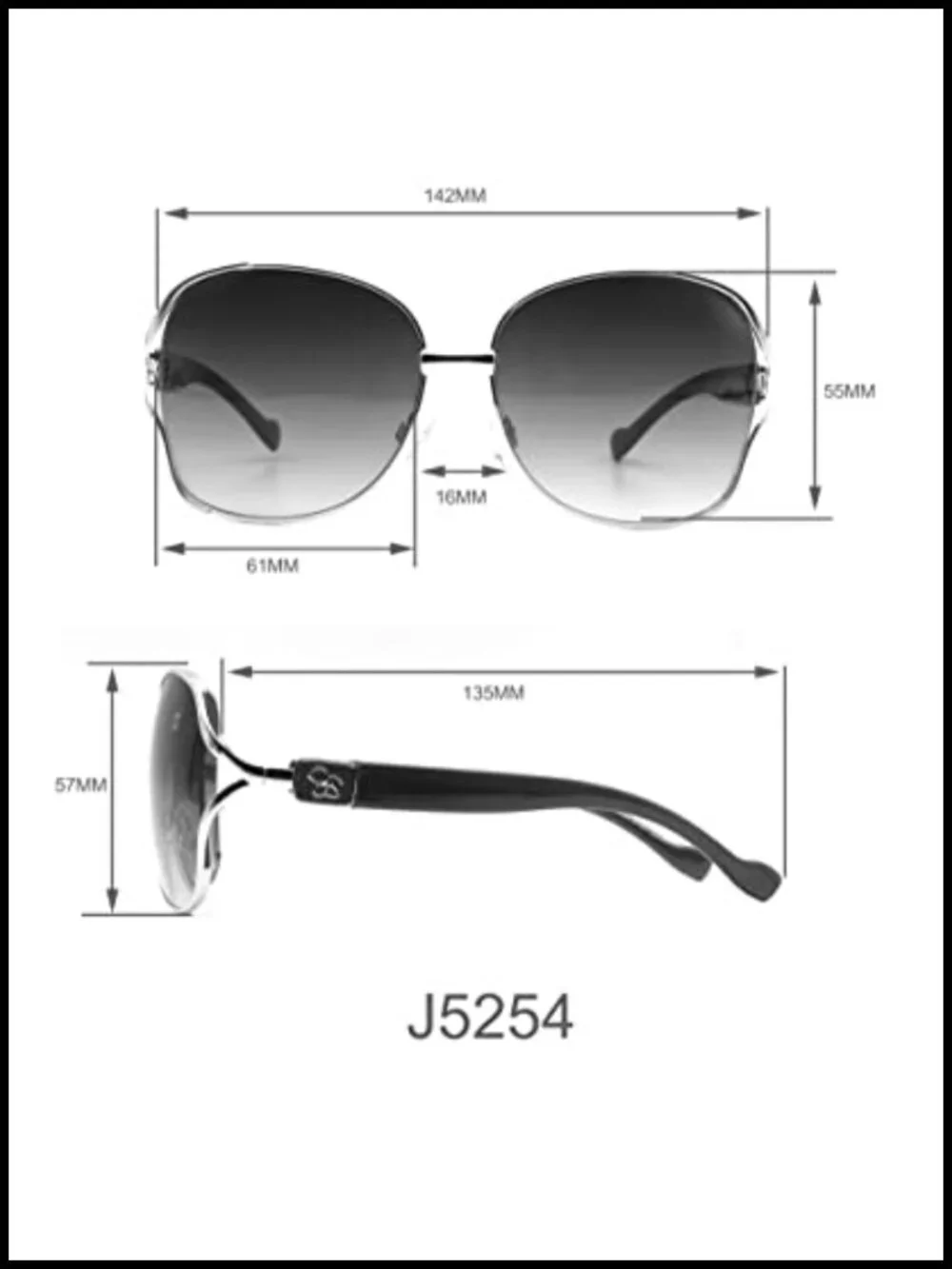 Oversized Square Metal Sunglasses with UV400 Protection